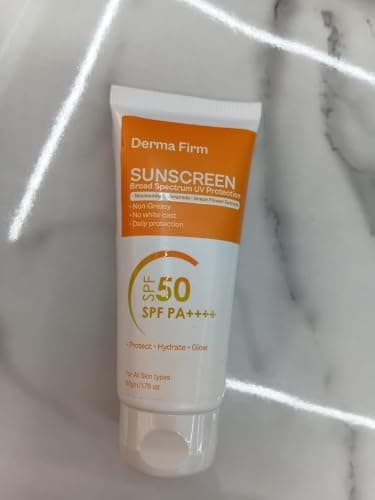 Derma Firm Sunscreen SPF 50 PA++++ from Nurture Aesthetics | Broad Spectrum UVA & UVB Protection | Lightweight Non-Greasy Formula | No White Cast | Daily Wear Sun Protection for All Skin Types | 50gm 5