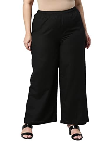 GO COLORS_Women_Linen Palazzo_Black_XL