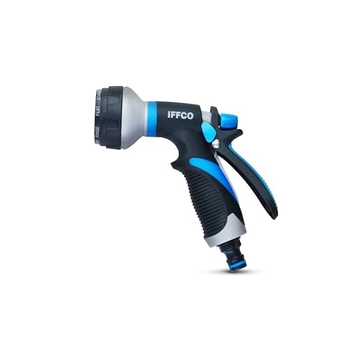 IFFCO Urban Gardens - Hose Nozzle 1 Pc - 8 Mode Watering Spray Gun for Plants & Gardening - Soft-Grip Handle, Adjustable Nozzle Lock - Durable, Rust Resistance, Leakproof Design Spray Nozzle