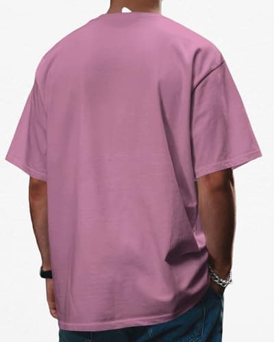 BEWARE COTTON Men's Solid 100% Cotton T-Shirt - Oversized, Round Neck, Half Sleeves (in, Numeric, 42, Regular, Onion) 3