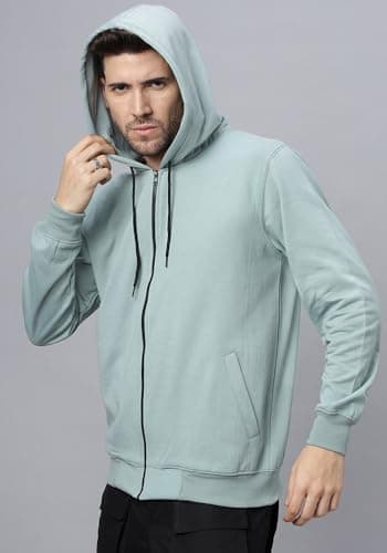 Wear Your Opinion Men's Plus Size Fleece Regular Fit Zipper Hoodie Jacket (Medium, Mint) 5