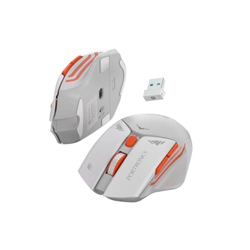 Portronics Vader Pro Wireless Gaming Mouse with 2.4 GHz Receiver, 6 Buttons, Thumb Support, High-Precision Tracking, Ergonomic Comfort, Adjustable Optical DPI for Laptop, PC, Mac(Stone Grey) 2