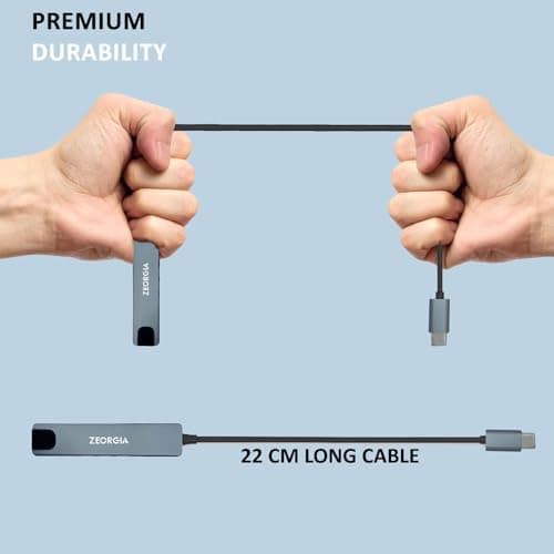 ZEORGIA 8-in-1 USB C Hub Adapter with 4K HDMI, 100W PD, Ethernet, SD/TF Card Reader, USB-C & 2 USB 3.0 Ports | Compatible with MacBook, iPad Pro, Windows, Thunderbolt 3 Devices 4