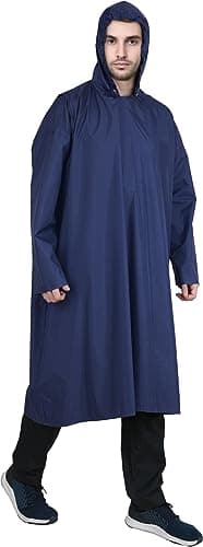 RareWeaves Unisex Waterproof, Reuasable, Lightweight Navy Blue Rain Poncho