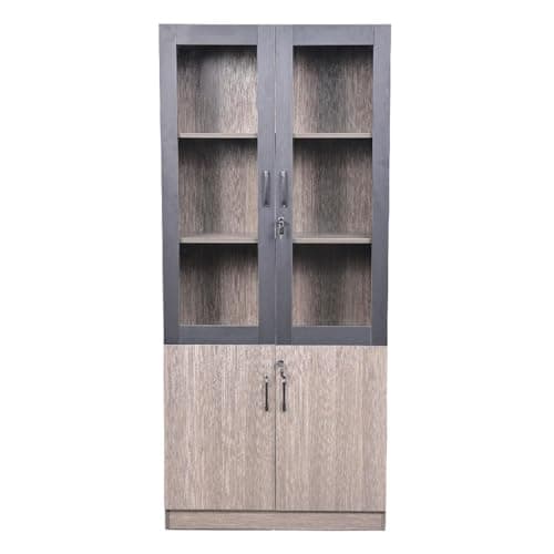 Royaloak Tivoli Book Shelf 2 Door | HDF with Melamine Finish | Superior Strong Construction | Ample Storage | Closed Storage Shelves | Space Saver Design | Soft Closure Hinges | for Home, Brown 2