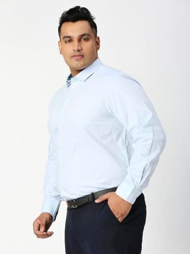 Thomas Scott Men Plus Size 100% Cotton Full Sleeves Formal Shirt (Light Blue, 5XL) 2