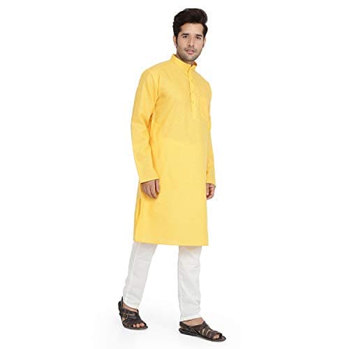 Royal Kurta Men's Pure Cotton Kurta Pyjama Yellow 42 4