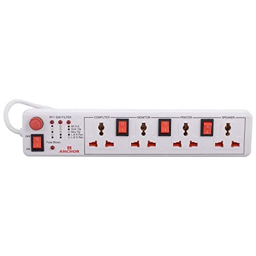 Anchor by Panasonic 4 way 6A Universal Socket with 3 Switch & 1 Master Switch | 4 Way Extension Board with 1.5 Mtr Extension Cord | Multi Plug Socket for Home Wall, Office (22568) 3