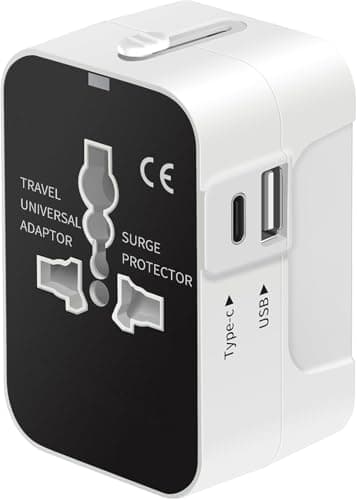 Rts Fast Charging Universal Travel Adapter Plug Wall Charger with Type C & USB-A, 5 in 1, for US, UK, EU European & AU Plug Types Travel Accessories International All in One Worldwide Travel Adaptor