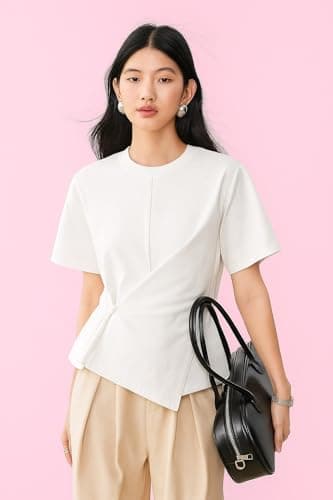 Zilcon Woman Half Sleeve Round Neck Womens Tops Beach Vacation Fashion Clothes 2025 Casual Summer Spring Winter Fall Outfits Tops (in, Alpha, L, Regular, White) 3