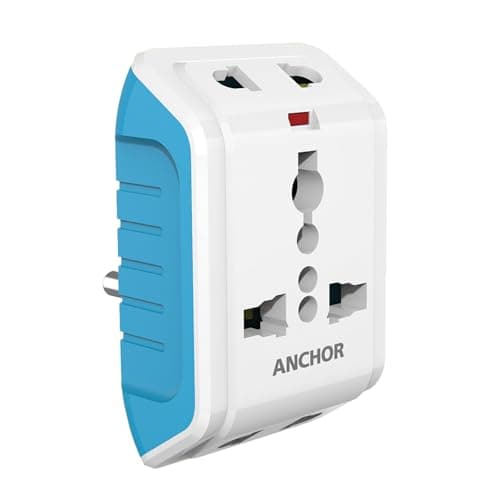 Anchor by Panasonic 22843 6A 3 Pin Multiplug Adaptor with Surge Protection (White & Blue)