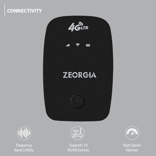 ZEORGIA 4G LTE Wireless Dongle with All Sim Network Support | Single Band Plug & Play Data Card with Up to 150Mbps WiFi Hotspot | 2100Mah Rechargeable Battery 5