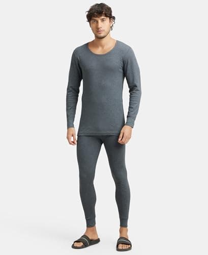 Jockey 2401 Men's Super Combed Cotton Rich Full Sleeve Thermal Undershirt with Stay Warm Technology_Charcoal Melange_M 4
