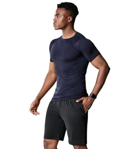 Aqua Holic Mens Short Sleeve Compression Top for Swimming, Gym, Running and all Sports -M