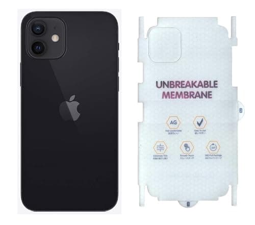 JGD PRODUCTS Matte Finish Full Body Cover Back Protector Compatible with iPhone 12 | Unbreakable Membrane Scratch Guard Full Fit Protective, Case Friendly, (Back & Side) (Pack of 1)