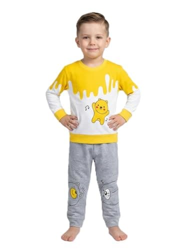RIZZQ Kids Full Sleeves Summer Round Neck Dress for Boys | Lightweight Cotton Boys Clothing Set | Breathable Top & Bottom Set for Kids | Comfortable Regular Fit (0–5 Years) (DANCING BEAR, 1-2 Y) 3