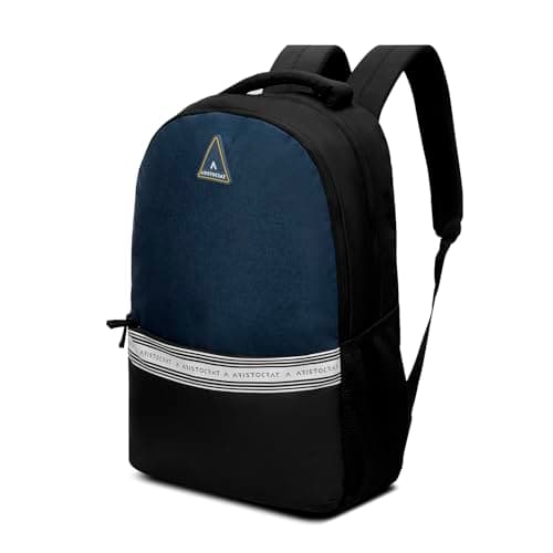 Aristocrat Blake 18L Laptop Backpack, 2 Spacious Compartments, Office & Casual Bag with Quick-Access Pocket, Side Pockets & Reverse Zipper, For Men & Women, Fits up to 15.6" Laptop, Blue-Black
