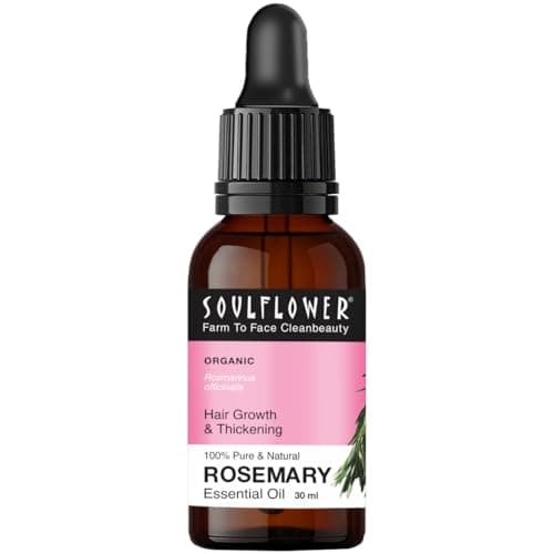 Soulflower Rosemary Essential Oil for Hair Growth, Hair Fall Control, Nourishment & Strengthening, Skin Care| Clinically Tested and Ecocert Certified Organic 100% Pure & Natural Undiluted, 30ml