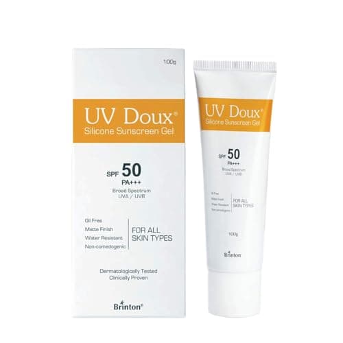 UV Doux Silicone Sunscreen Gel SPF 50 PA+++|India’s No.1 Dermatologist Recommended Brand|Invitro,In-Vivo Tested|UVA/UVB Protection, Benzene Free|No White Cast |Oily & Acne-Prone Skin |100 g