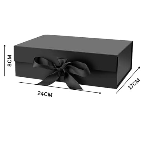 VRB Dec 1Pcs Multipurpose Gift Box Decorative Folding Paper Gift Box with Ribbon,gift box for packing,hamper boxes,gift boxes for Return Gifting,Storage,Engagement,Wedding(1 Pcs Black Rigid Box) 2