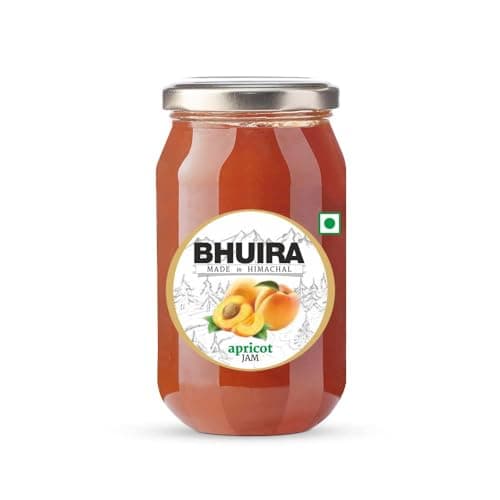 Bhuira Apricot Jam - 240g | All Natural No Added Sugar, Preservatives, Artificial Colors | Handmade Himachal Vegan Spread | Breakfast Dessert Jam | Healthy Snack | Guilt-Free | Sweet Tart