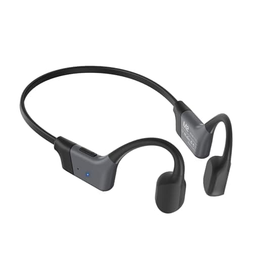 Rakklor Bone Conduction Headphones Bluetooth 5.4 Open-Ear Headphones with Mic 20 Hour Playtime, IPX5 Waterproof Wireless Earbuds for Running Cycling Sport Workouts, Black/Gray