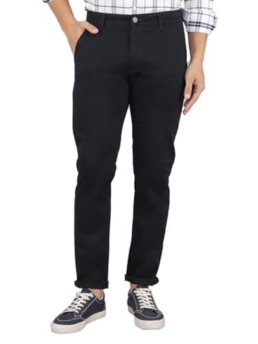 Crimsoune Club Men's Navy Blue Printed Chinos Trousers (34)