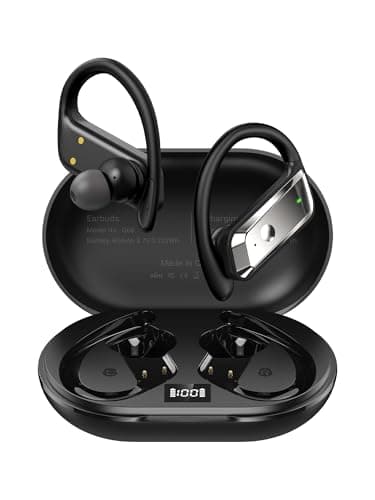 Wireless Earbuds Bluetooth 5.4 Headphones 53H Playtime Sport Earphones with LED Display,Over-Ear Buds Built in Mic in Ear Waterproof Headset for Workout Running Gaming