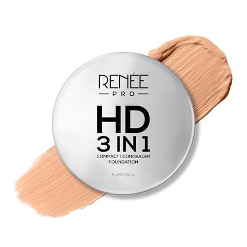RENEE PRO HD 3 In 1 Compact,Concealer, Foundation - Crème, SPF 20, Matte Finish, High Coverage, Ultralight & Silky Smooth Finish, Enriched With Vitamin E, C & Aloe Vera - 9 Gm