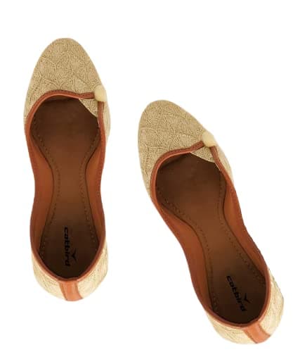 CatBird Women's Golden Glitter Emboidery Ethnic Jutis 9UK