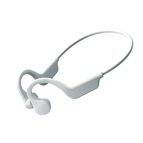 Bone Conduction Headphones, Bone Headphones, Upgraded Open Ear Wireless BT Fitness Earphones with Mic, 8 Hours Playtime, Waterproof Earphones for Sports, Running, Gym, Hiking, Cycling (Beige)