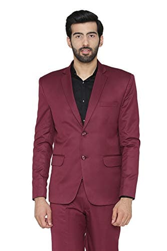 WINTAGE Men's Polyester Cotton Festive and Casual Blazer Coat Jacket : Purple