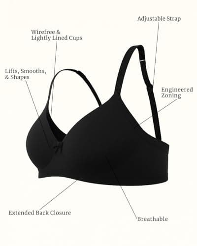 Saforia Cuddlecot Cotton Padded Bra for Women (Zed Black) | Wire Free Everyday Bra for Women | Breathable T Shirt Padded Bra with Adjustable Straps and All Day Comfort (36D, Zed Black) 3
