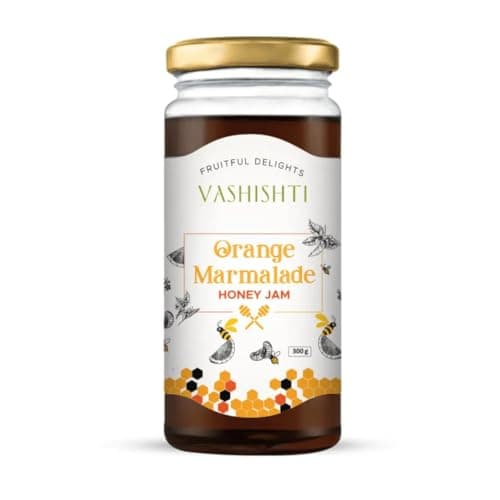 Vashishti Orange Marmalade Honey Jam (Zero Added Sugar) | Naturally Sweetened with Pure Honey | Made with Fresh Oranges | No Artificial Additives | 300g