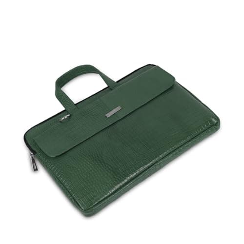 UZR Slim Croco 16 Inch Laptop Messenger Bag, Faux Leather, Green, 12 Litre, for Women & Men 2