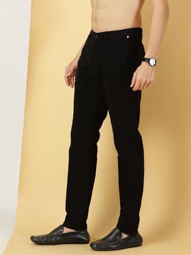 Thomas Scott Men's 100% Cotton Slim Fit Casual Chino Trouser (Black, 36) 2