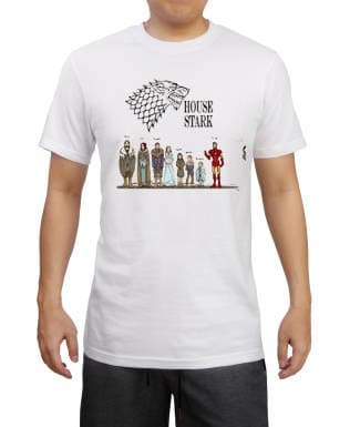 URBAN PENDU House Stark Tony Stark Fan Tshirt (White) (Small)