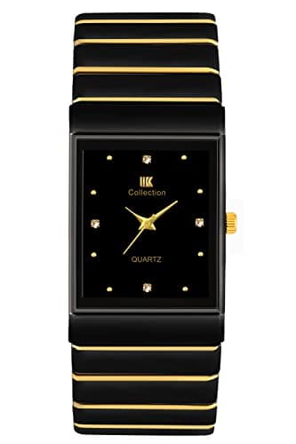 IIK COLLECTION Reactangle Studded Dial Metalic Bracelet Chain Strap Analogue Wrist Watch for Men and Boys