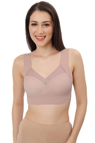 Fabluk® Supreme Comfort Silk Smooth Bra, Seamless,Running,Shockproof Brassiere Top, Comfortable & Breathable, Double Padded with Support,Push Up Bra, L-3XL (in, Alpha, L, Regular, Pink)