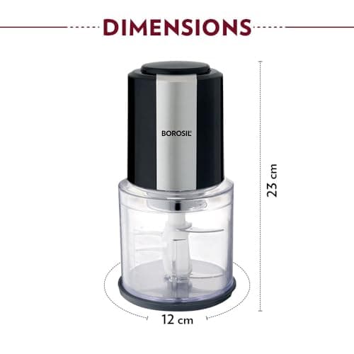 Borosil Chef Delite 300 Watts Electric Chopper for Kitchen, Twin Blade Technology, 600 ml 'chop-n-store' plastic bowl with lid, Vegetable Chopper, Cutter, Chop, Mince, Dice, Whisk, Blend, Black 3