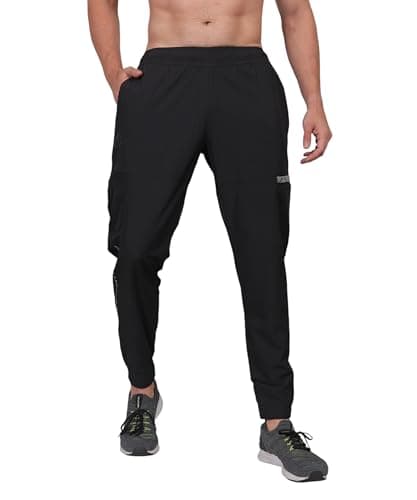 Select Men's Sports Exercise Regular Fit Track Pant/Cargo Joggers with Two Side Cargo & One Back Zipper Pockets 40 Black