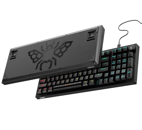 Kreo Hive 98 Wired RGB Mechanical Gaming Keyboard | Full Size 98 Keys, Metal Volume Knob, Per-Key RGB, Hot-Swappable Switches (All Black, Brown)