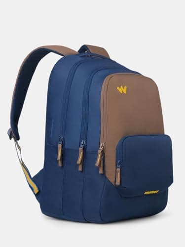 Wildcraft Outlander 45 Laptop Backpack With RainCover for Man & Women, 45L Ideal bags for men Office use/School/College Boys and Girls, 3 Compartment Bag, Navy_Brown 2