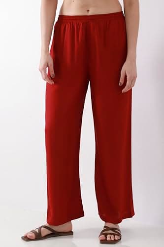 Biba Women Maroon Straight Palazzos_4XL 2