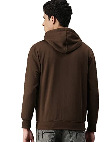 ADBUCKS Winter Wear Sweatshirt Hoodie with Zipper Cotton Fleece Jacket for Men's (Large, Brown) 2