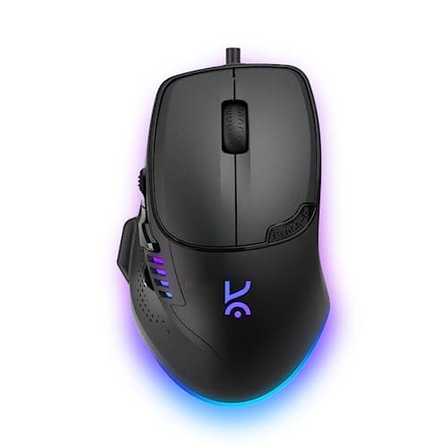 Kreo Hawk Gaming Mouse with Programmable Buttons & RGB Lighting | Top Pixart Sensor | Adjustable DPI with 1.5m Long Braided Cable and Optical Sensor | Lightweight & Durable (Hawk- Black)