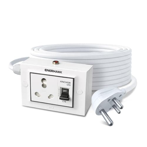 Heavy Duty Extension Board 16 amp 3200 watt | high Load Capacity Electric Extension Cord Power Strip 10 Meter Copper Cable | 16 amp Socket mcb for AC Refrigerator, Geyser, ev Charger Charging, Oven 2