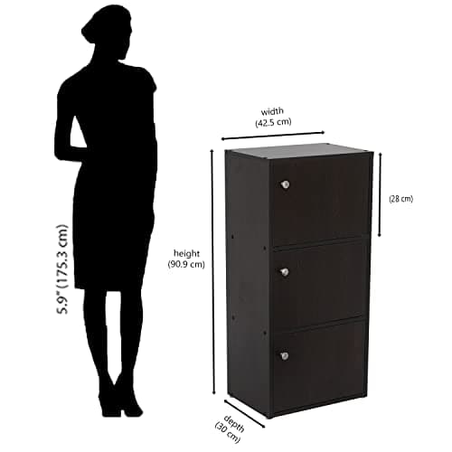 Nilkamal Troy Engineered Wood Book Shelf | Book Cabinet with 3 Compartment Storage |New Wenge 2