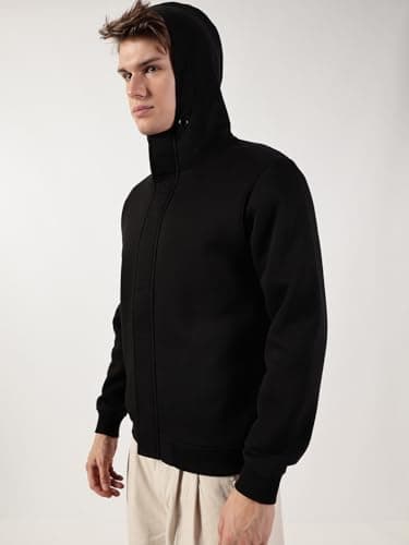 Thomas Scott Regualr Fit Zipper Hooded Jacket For Men (TSMLJKT07_Black, S) 2