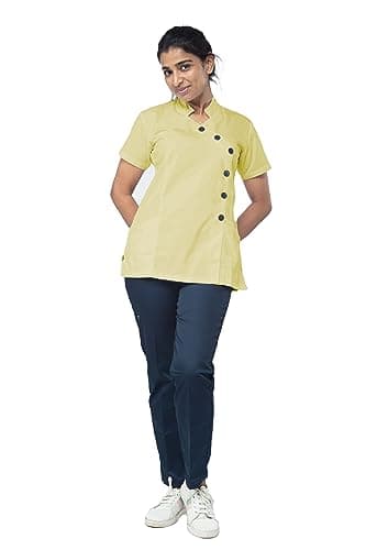 UNIFORM CRAFT Women's Cotton Twill Nurse Uniforms (Yellow and Navy Medium)
